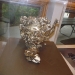 A teapot covered with invasive Zebra Mussels on display at the visitors center